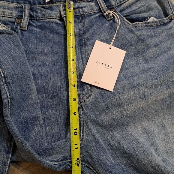 Kancan Distressed Straight Leg Streetwear Boho Jeans Size 31 NWT Lightwash Blue - Picture 5 of 14